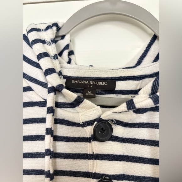 Banana Republic Terry Striped Nautical Hoodie Pullover size Medium - Picture 2 of 2